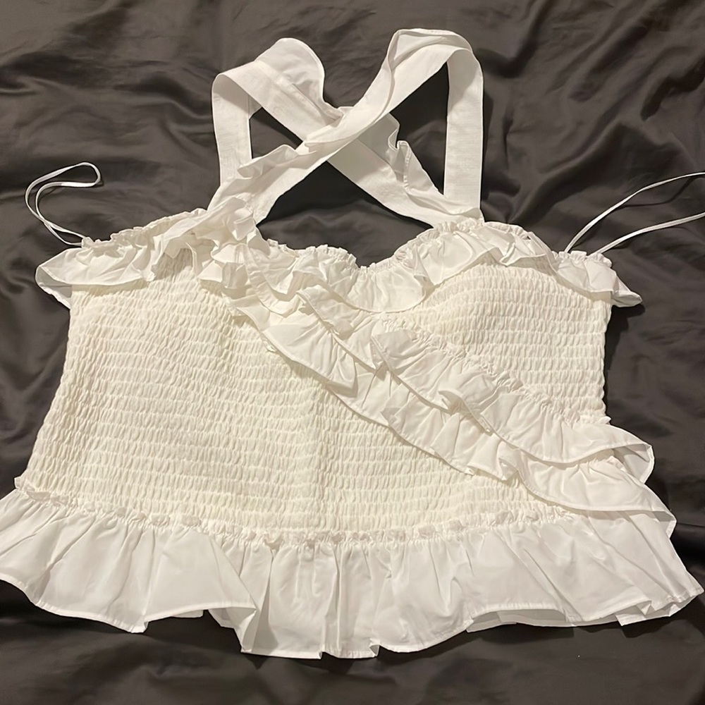Anthropologie Maeve sz Large NWOT white top